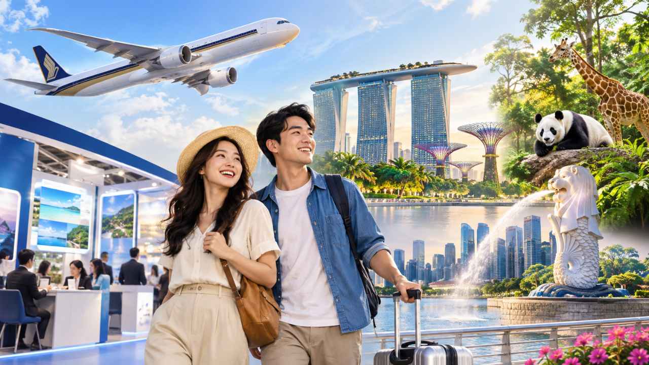 Banner Singapore Airlines BCA Travel Fair 2026 dengan jadwal di empat kota