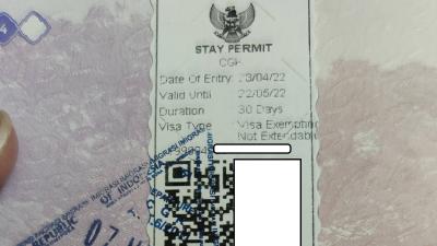Esempio di un'immagine del visto all'arrivo all'aeroporto internazionale di Soekarno Hatta