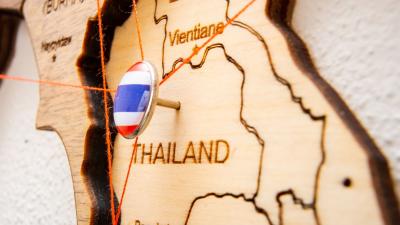 Ilustración de un mapa / mapa de Tailandia y sus fronteras